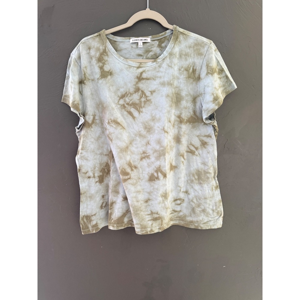 Elizabeth and James Womens XL Tie Dye Organic Cotton Short Sleeve T-Shirt Olive